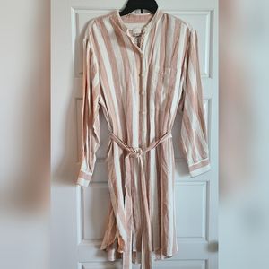 Brown/Cream stripe button dress